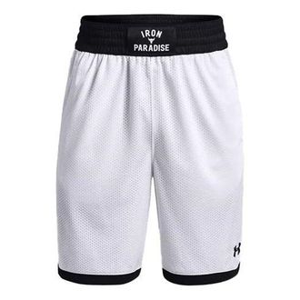 Under Armour Project Rock Iron Paradise Mesh Shorts White Black 1361618-100