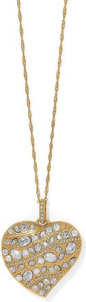 Brighton Womens Trust Your Journey Convertible Large Heart Necklace In Gold