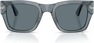 Persol 54mm Polarized Square Sunglasses in Transparent Ocean /Blue Polar at Nordstrom