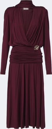 Blumarine Draped tie-neck jersey midi dress