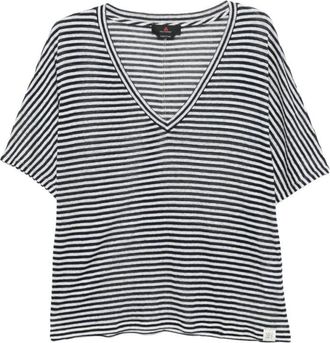 Peuterey Black V-Neck Stripes T-Shirt