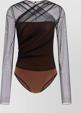 Nensi Dojaka mesh overlay geometric pattern bodysuit