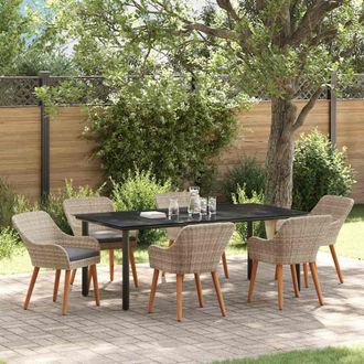 vidaXL Set Da Pranzo 7 Pcs Grigio Chiaro Poly Rattan - Vidaxl