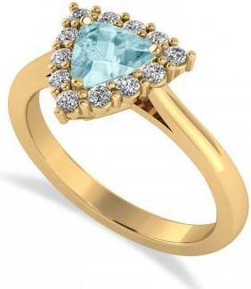 Allurez Diamond & Aquamarine Trillion Cut Ring 14k Yellow Gold (1.28ct)