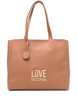 Love Moschino logo-plaque shoulder bag - women - Polyurethane - OS - Brown