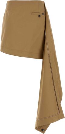 Loewe Womens Beige Cotton Blend Mini Skirt Exterior: Silk Gonne