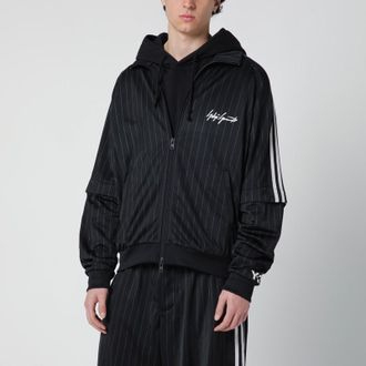 Yohji Yamamoto Black convertible sweatshirt with pinstripe pattern