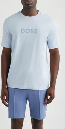 BOSS Terrace Logo Cotton Graphic T-Shirt in Open Blue at Nordstrom, Size Xx-Large