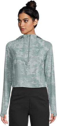 Mountain Hardwear Crater Laketm Crop Zip Womens Clothing Blue Sage Inked Dye Print : MD, Elastane/Polyester