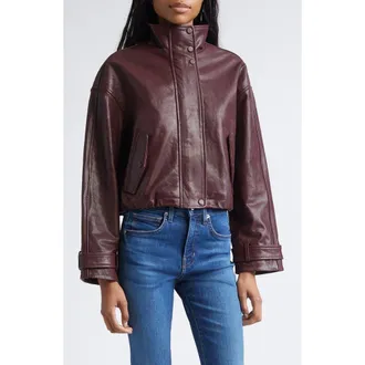 Veronica Beard Bateman Leather Jacket in Raisin at Nordstrom, Size X-Large
