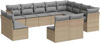 vidaXL Set De Sof&aacute;s De Jard&iacute;n 12 Pzas Y Cojines Rat&aacute;n Sint&eacute;tico Marr&oacute;n Vidaxl