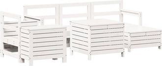 vidaXL vidaXL 7 Piece Garden Sofa Set White Solid Wood Pine