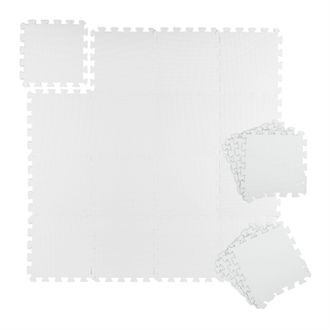 Relaxdays Relaxdays - Set Suelo Goma Aparato Gimnasio 96 Piezas, Alfombra Puzle Goma Eva, Esterilla 8,64 M&sup2;. Protege Da&ntilde;os Y Ruido, Blanco