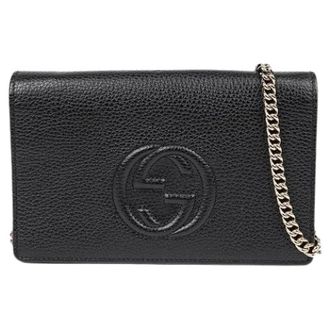 Gucci Pre-owned Cross Body Bags, female, Black, Size: ONE SIZE Pre-owned Interlocking Soho Chain Shoulder Crossbody Bag