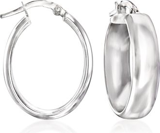 Ross-Simons Italian 14kt White Gold Wide Oval Hoop Earrings