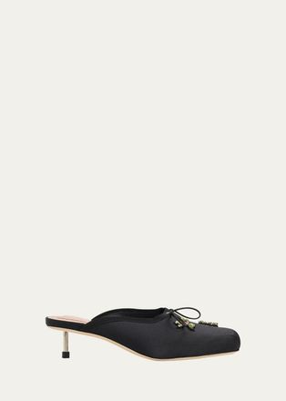 Simone Rocha 40mm Pointe Embellished Satin Ballerina Mules