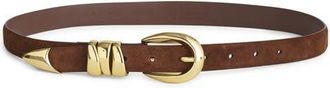 Madewell Triple Keeper Suede Belt in Soft Mahogany at Nordstrom, Size Medium
