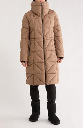 BCBGeneration Longline Water Resistant Puffer Jacket in Truffle at Nordstrom Rack, Size Large