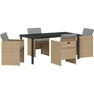 vidaXL Conjunto De Comedor De Jard&iacute;n Con Coj&iacute;n 5 Pcs Beige Polirat&aacute;n Vidaxl