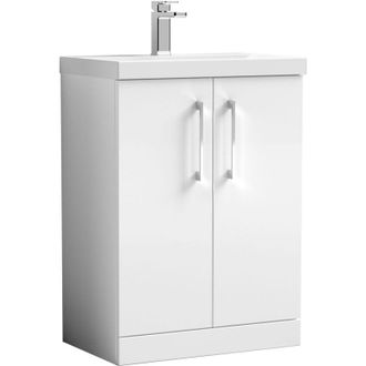 Nuie Nuie - Arno Floor Standing 2-Door Vanity Unit with Basin-1 600mm Wide - Gloss White