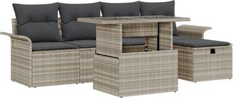 vidaXL Vidaxl - Garden Sofa Set with Cushion 6 pcs Light grey Poly rattan