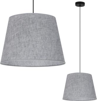 OEM L&aacute;mpara Colgante, Cono De Lino, Negro, 1 Plana, Pantalla Gris L04 38cm