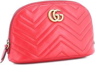 Gucci GG Marmont Cosmetic Case Matelasse Leather Large pouch - Rood