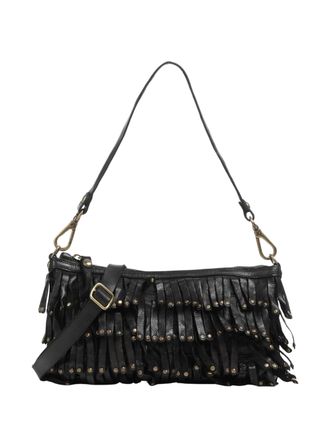 Campomaggi Fringed Leather Shoulder Bag With Adjustable Strap And Gold Accents