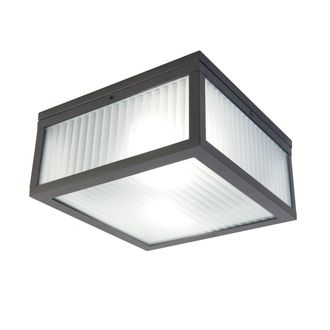 QAZQA Moderno L&aacute;mpara De Techo Exterior Inteligente Negra Con Cristal Acanalado Con Wifi A60 - Charlois Aluminio /vidrio Cuadrada Adecuado Para Led Max. 2 X