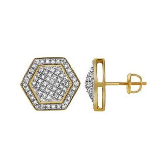 LuvMyJewelry Cativar 10K Yellow Gold Diamond Unisex Earrings - 0.56 Cts at Nordstrom