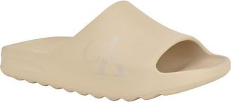 Calvin Klein Mens Mens Monogram Logo Pool Slide Sandal - Beige - 11