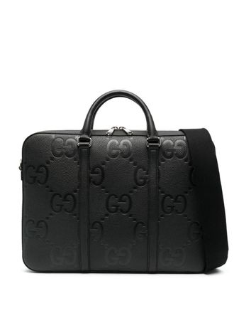 Gucci Jumbo GG leather laptop bag - Black