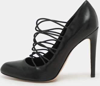 Gianvito Rossi Black Leather Strappy Pumps