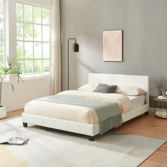 Weber Industries Cama De Matrimonio Albacete De Cuero Sint&eacute;tico Con Estilo Elegante - (140x200cm) - Blanco [corium]