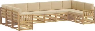 vidaXL Conjunto De Sof&aacute;s De Exterior 7 Uds. Blanco Y Beige Poli&eacute;ster Vidaxl