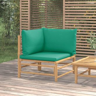vidaXL Sof&aacute; Esquinero De Jard&iacute;n Bamb&uacute; Con Cojines Verde Vidaxl