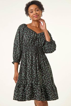 Roman Floral Frill Dress