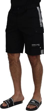 Dolce & Gabbana Mens Black Bermuda Cargo Casual Shorts Cotton Polyester Elastane