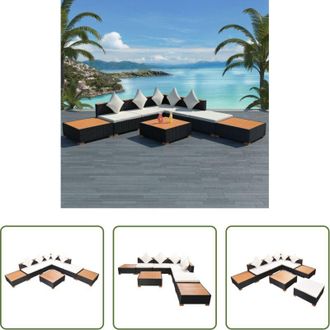 vidaXL vidaXL Divano esterno - Set Divani da Giardino 8 pz con Cuscini in Polyrattan Nero