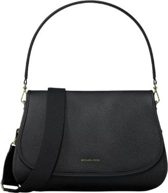 Michael Kors Holmes Medium Gekorreld Leder Convertible Messenger Bag - Dames - Schoudertassen - Zwart - ONE Size - Leer - Tassen