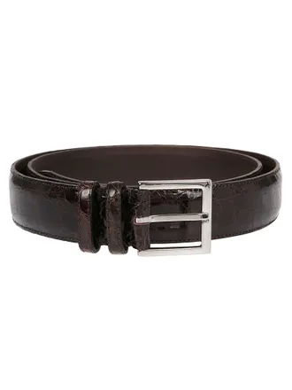Orciani Crocodile-Cow Leather Slim Belt