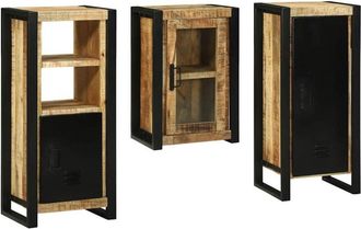 vidaXL Juego De Muebles De Ba&ntilde;o 3 Pcs Marr&oacute;n Madera De Mango Maciza Vidaxl