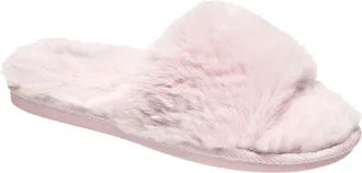 Nine West Womens Faux Fur Slippers - Cream - XLarge