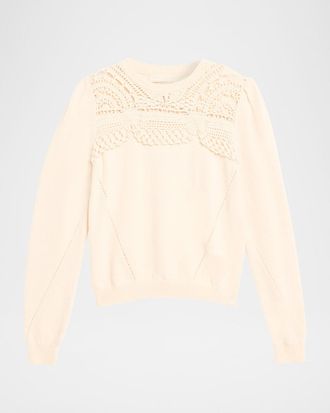 Ulla Johnson Lucette Openwork Crewneck Sweater