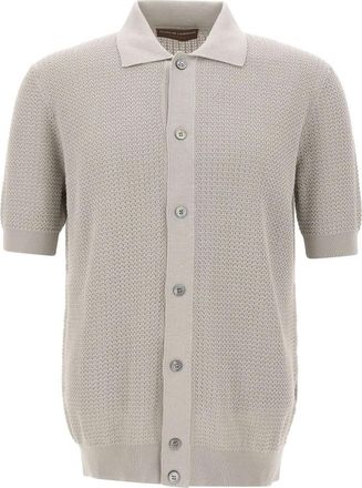 FILIPPO DE LAURENTIIS Crepe Katoenen Crew-Neck Shirt - Heren - Vesten - Grijs - M - Katoen - Truien & Vesten