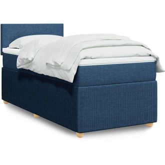 vidaXL Cama Box Spring Con Colch&oacute;n Tela Azul 80x200 Cm Vidaxl