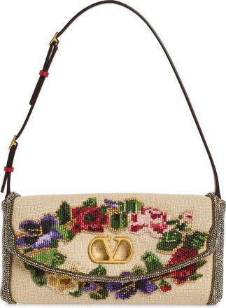 Valentino Garavani Vain Soft Beaded Top Handle Bag in Multi Beige at Nordstrom