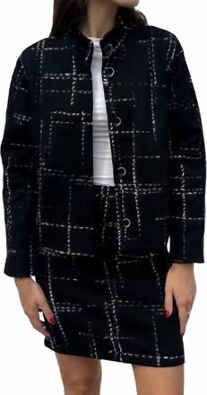 Elliott Lauren Broken Plaid Short Jacket In Black & White