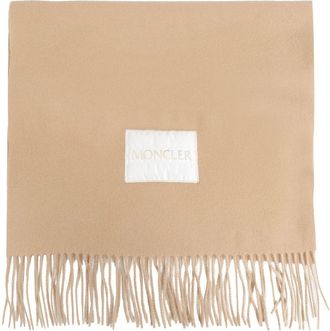 Moncler logo-patch scarf - women - Virgin Wool - One Size - Neutrals