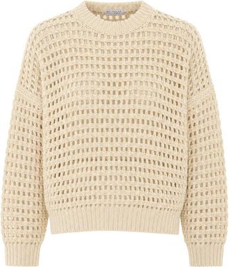 Brunello Cucinelli Beige Knitted Crew Neck Sweater